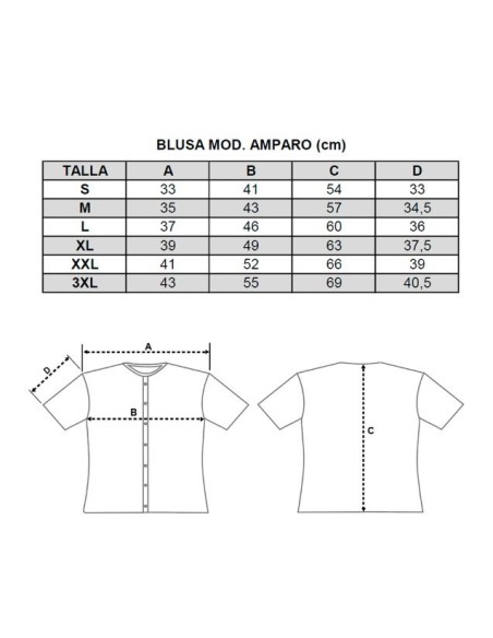 Blusa amparo manga corta para traje regional. Envios 24/48 horas