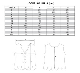 Comprar online corpiño julia para baturra o huertana. Envio rapido 24 h 2