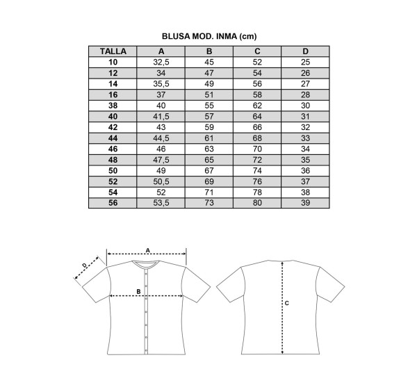 Blusa Inma manga corta para traje regional. Envios 24/48 horas