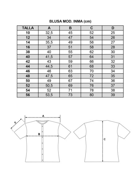 Blusa Inma manga corta para traje regional. Envios 24/48 horas