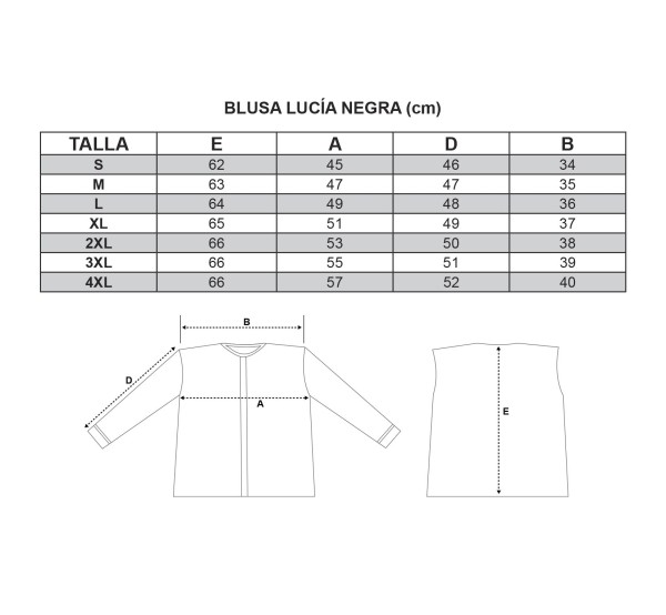 Blusa lucía negra. Oferta y Comprar en TrajeRegional.com