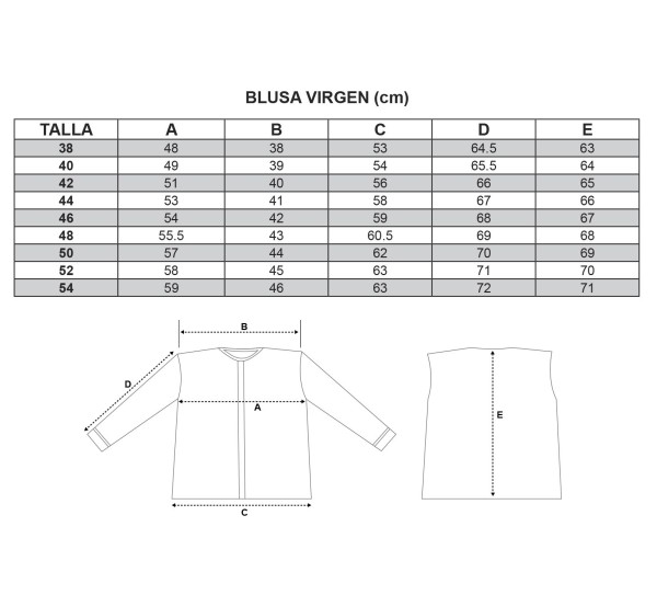 Blusa virgen. Oferta y Comprar en TrajeRegional.com