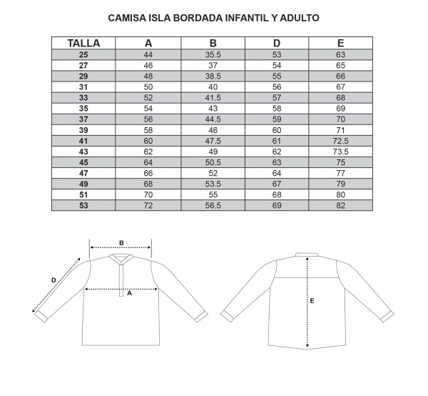 Camisa isla bordada. Oferta y Comprar en TrajeRegional.com