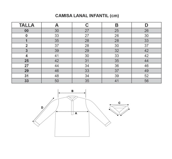 Camisa regional Lanal niños. Ofertas online