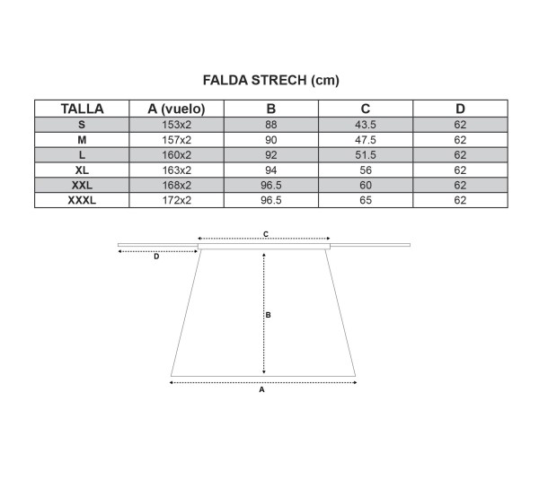 Guia de tallas falda strech marron