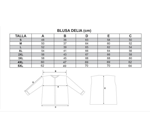 Guía de tallas Blusa Delia